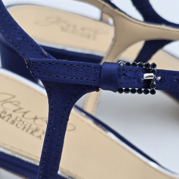 Jewel Badgley Mischka Dagny Strappy Low Block Heel Sandals, Navy Blue, Women 9.5 - Picture 3 of 16